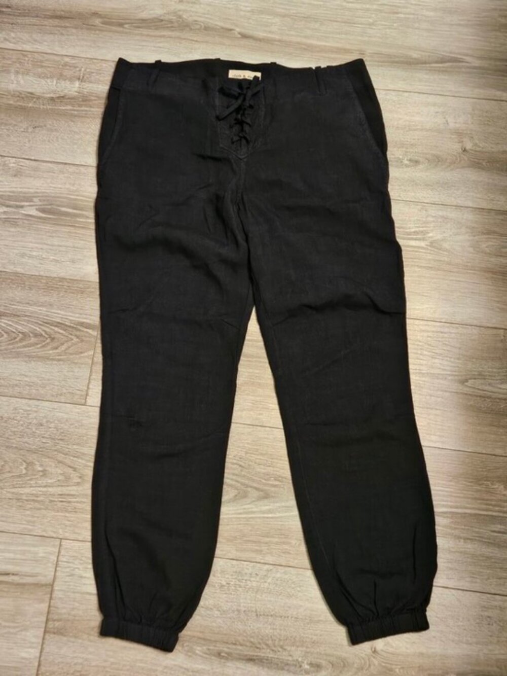 Cloth & Stone Anthropologie Lace Up Fly Black SZ S Jogger Relaxed Fit Athleisure
